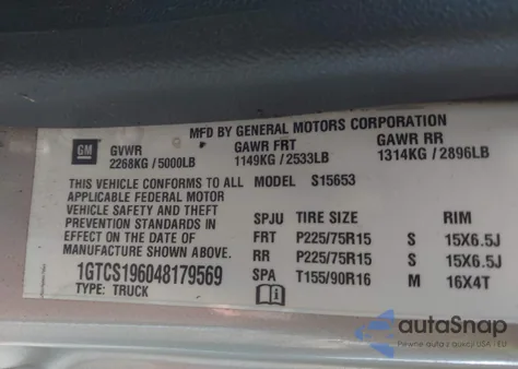 2004 GMC Canyon Sle из США, поврежденный, VIN 1GTCS196048179569